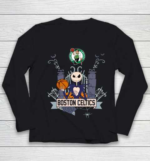 NBA Boston Celtics Basketball Jack Skellington Halloween Youth Long Sleeve