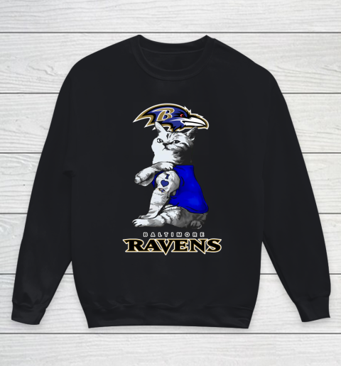 NFL Football My Cat Loves Baltimore Ravens Youth Sweatshirt