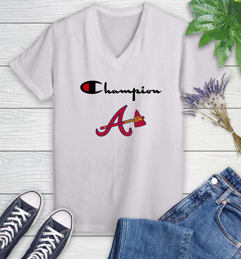 MLB Baseball Atlanta Braves Champion Shirt Women's V-Neck T-Shirt