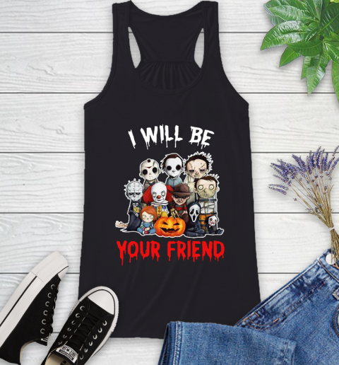 Halloween Horror Movie Characters Chibi I Will Be Your Friend Racerback Tank