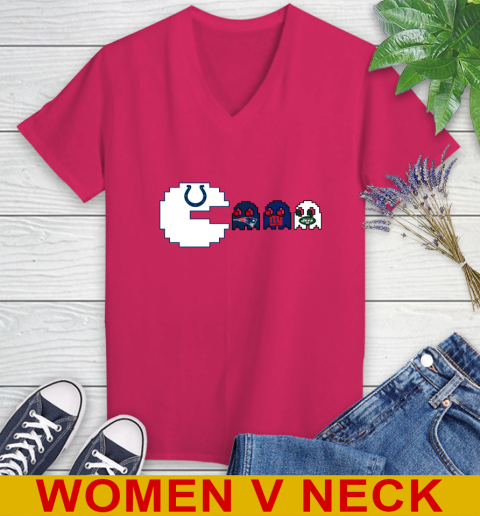 Indianapolis Colts NFL Football Pac Man Champion Women's V-Neck T-Shirt 10