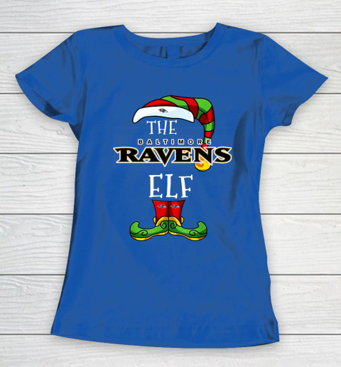 Baltimore Ravens Christmas ELF Funny NFL Women's T-Shirt 8