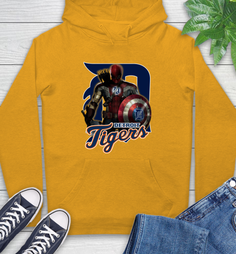 MLB Captain America Thor Spider Man Hawkeye Avengers Endgame Baseball Detroit Tigers Hoodie 3