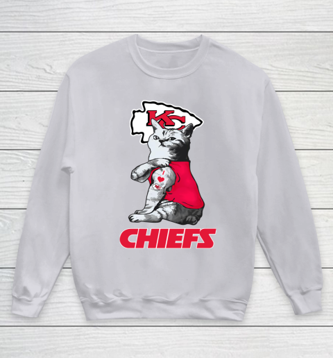 NFL Football My Cat Loves Kansas City Chiefs Youth Sweatshirt 3