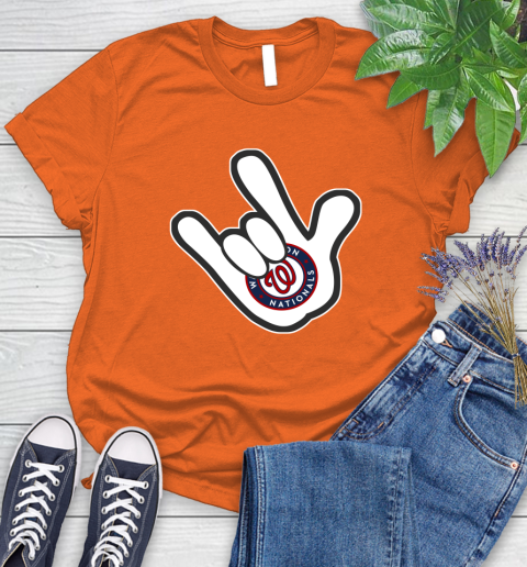 Washington Nationals MLB Baseball Mickey Rock Hand Disney Women's T-Shirt 4