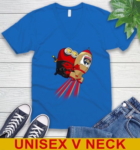 NHL Hockey Florida Panthers Deadpool Minion Marvel Shirt V-Neck T-Shirt 5