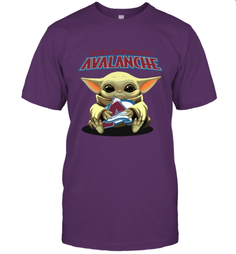 Baby Yoda Hugs The Colorado Avalanche Ice Hockey Unisex Jersey Tee