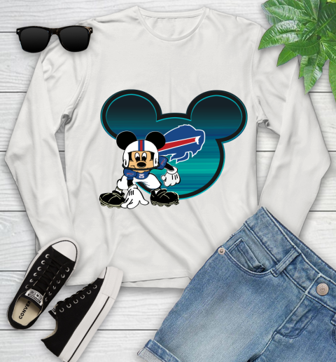 NFL Buffalo Bills Mickey Mouse Disney Football T Shirt Youth Long Sleeve 12