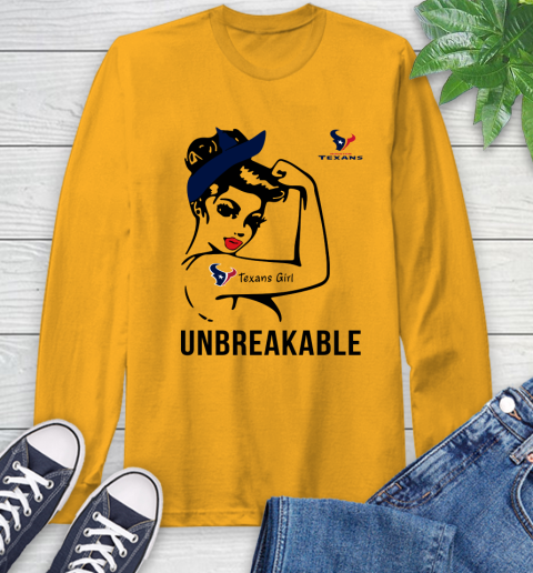 NFL Houston Texans Girl Unbreakable Football Sports Long Sleeve T-Shirt 2