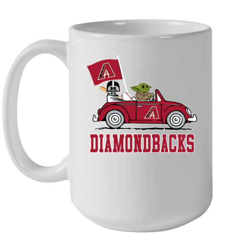 MLB Baseball Arizona Diamondbacks Darth Vader Baby Yoda Driving Star Wars Shirt Ceramic Mug 15oz