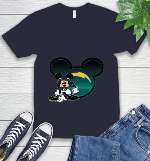 NFL Los Angeles Chargers Mickey Mouse Disney Football T Shirt V-Neck T-Shirt 3