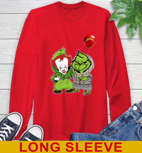 Los Angeles Chargers Baby Pennywise Grinch Christmas NFL Football Long Sleeve T-Shirt 10