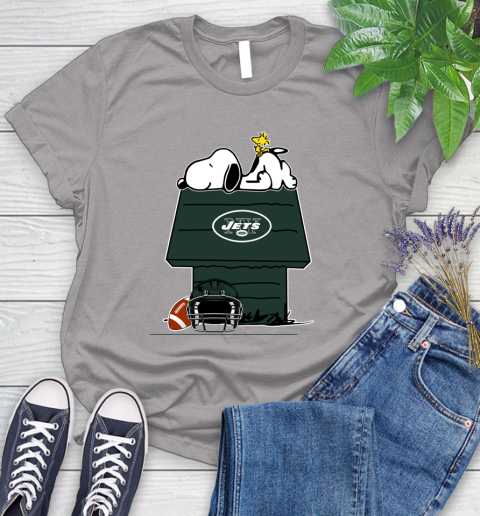 New York Jets NFL Football Snoopy Woodstock The Peanuts Movie Women's T-Shirt 5