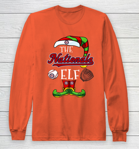 Washington Nationals Christmas ELF Funny MLB Long Sleeve T-Shirt 3