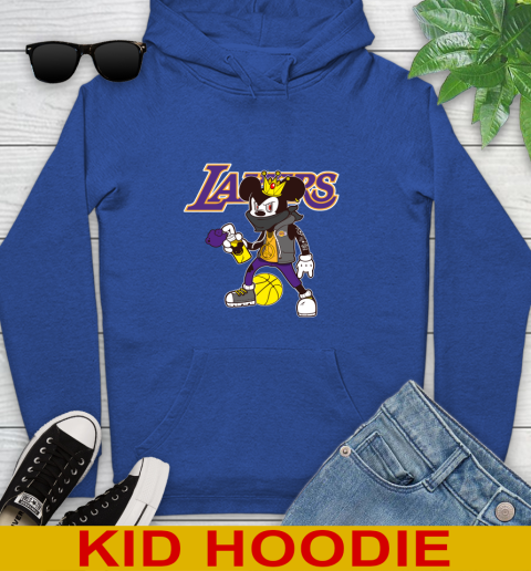 Los Angeles Lakers NBA Basketball Mickey Peace Sign Sports Youth Hoodie 10