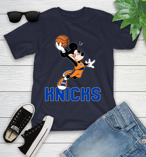 NBA Basketball New York Knicks Cheerful Mickey Mouse Shirt Youth T-Shirt 3