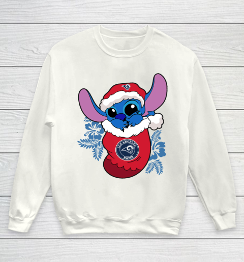 Los Angeles Rams Christmas Stitch In The Sock Funny Disney NFL Youth Sweatshirt 2