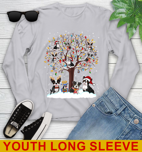 Boston terrier dog pet lover light christmas tree shirt 121