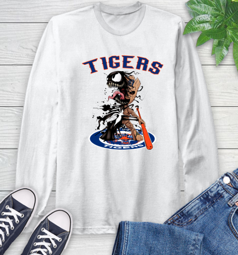 MLB Detroit Tigers Baseball Venom Groot Guardians Of The Galaxy Long Sleeve T-Shirt