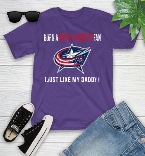 NHL Columbus Blue Jackets Hockey Loyal Fan Just Like My Daddy Shirt Youth T-Shirt 3