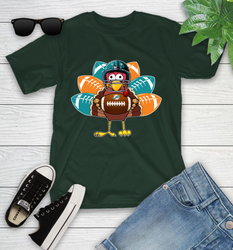 Miami Dolphins Turkey Thanksgiving Day Youth T-Shirt 5