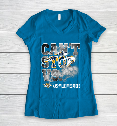 NHL Nashville Predators Hockey Can't Stop Vs Women's V-Neck T-Shirt 5