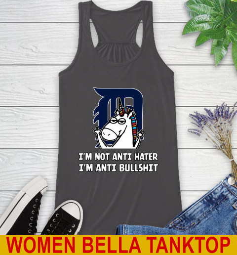 Detroit Tigers MLB Baseball Unicorn I'm Not Anti Hater I'm Anti Bullshit Racerback Tank - Image 13
