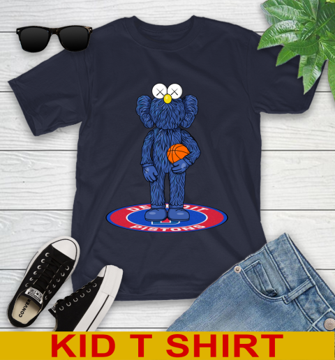 NBA Basketball Detroit Pistons Kaws Bff Blue Figure Shirt Youth T-Shirt 3