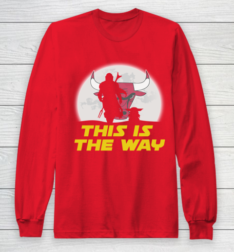 Chicago Bulls NBA Basketball Star Wars Yoda And Mandalorian This Is The Way Long Sleeve T-Shirt 7