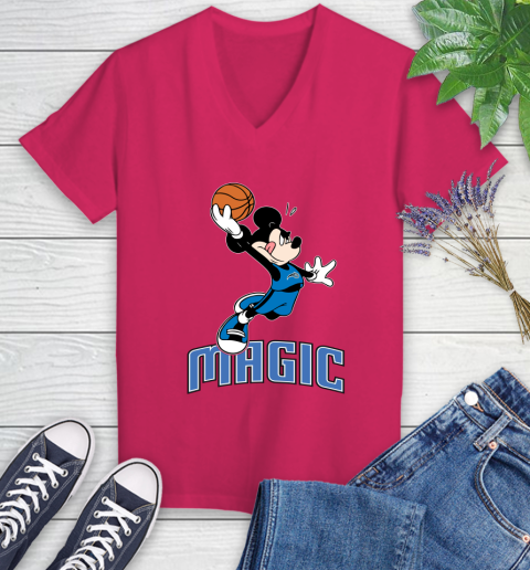 NBA Basketball Orlando Magic Cheerful Mickey Mouse Shirt Women's V-Neck T-Shirt 8