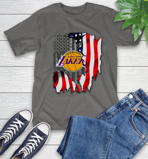 Los Angeles Lakers NBA Basketball American Flag T-Shirt 10