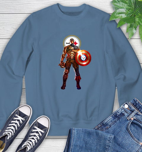 NFL Captain America Marvel Avengers Endgame Football Sports Pittsburgh Steelers Sweatshirt 7