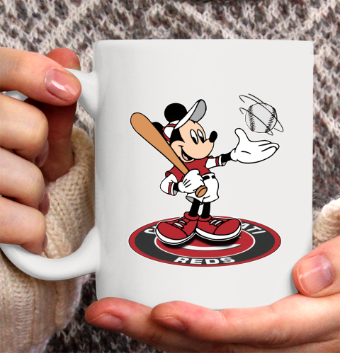 MLB Baseball Cincinnati Reds Cheerful Mickey Disney Shirt Ceramic Mug 15oz 2