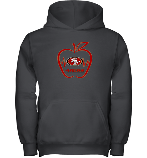 Apple Heartbeat Teacher Symbol San Francisco 49ers Youth Hoodie