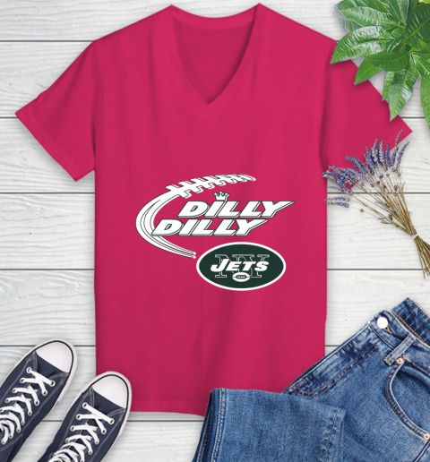 NFL New York Jets Dilly Dilly Football Sports Women's V-Neck T-Shirt 9