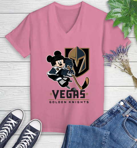 NHL Vegas Golden Knights Mickey Mouse Disney Hockey T Shirt Women's V-Neck T-Shirt 13