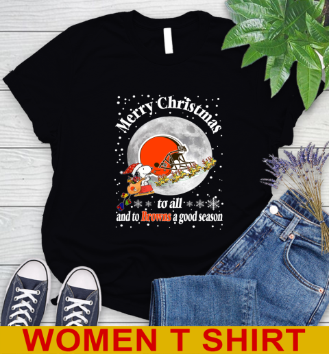 Cleveland Browns Merry Christmas To All And To Browns A Good Season NFL Football Sports Women's T-Shirt