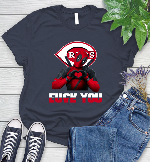 MLB Cincinnati Reds Deadpool Love You Fuck You Baseball Sports Women's T-Shirt 14