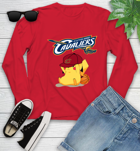 NBA Pikachu Basketball Sports Cleveland Cavaliers Youth Long Sleeve 11