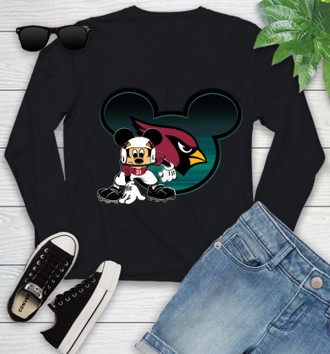 NFL Arizona Cardinals Mickey Mouse Disney Football T Shirt Youth Long Sleeve 2
