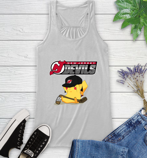 NHL Pikachu Hockey Sports New Jersey Devils Racerback Tank