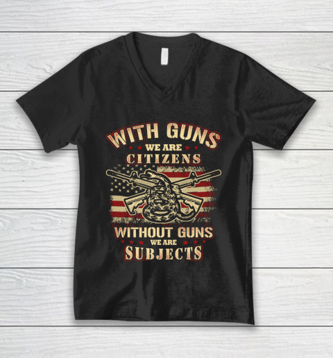 Veteran Shirt Gun Control With Guns Citizen V-Neck T-Shirt