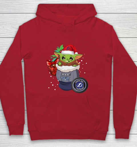 Tampa Bay Lightning Christmas Baby Yoda Star Wars Funny Happy NHL Youth Hoodie 9