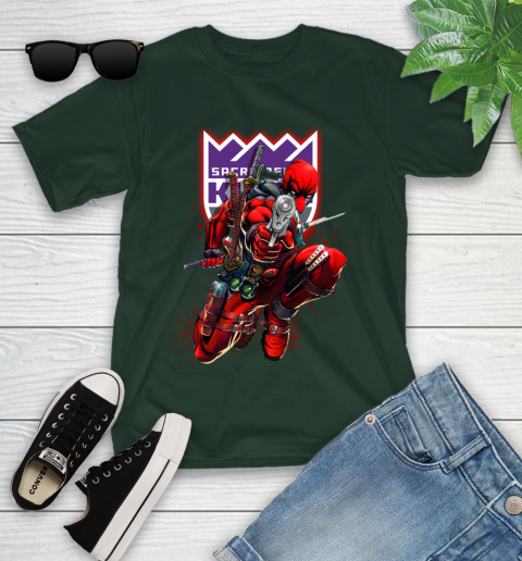 NBA Deadpool Marvel Comics Sports Basketball Sacramento Kings Youth T-Shirt 5