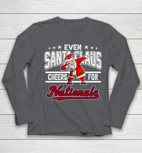 Washington Nationals Even Santa Claus Cheers For Christmas MLB Youth Long Sleeve 6