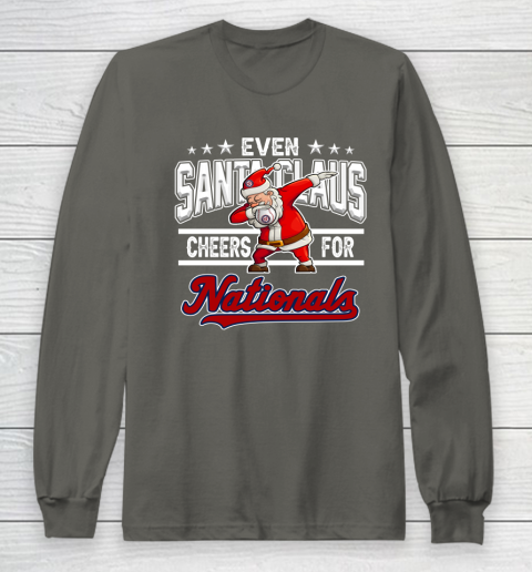 Washington Nationals Even Santa Claus Cheers For Christmas MLB Long Sleeve T-Shirt 5