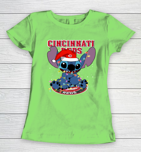 Cincinnati Reds MLB noel stitch Baseball Christmas Women's T-Shirt 5