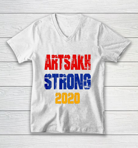 Vintage Artsakh Strong Defend Protect Republic Armenian V-Neck T-Shirt