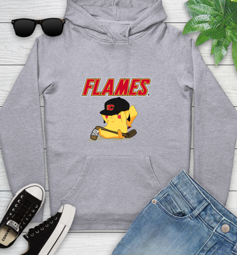 NHL Pikachu Hockey Sports Calgary Flames Youth Hoodie 6