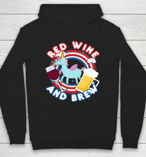 Beer Lover Funny Shirt Unicorn Red Wine And Brew Funny July 4th Gift Vintage Hoodie